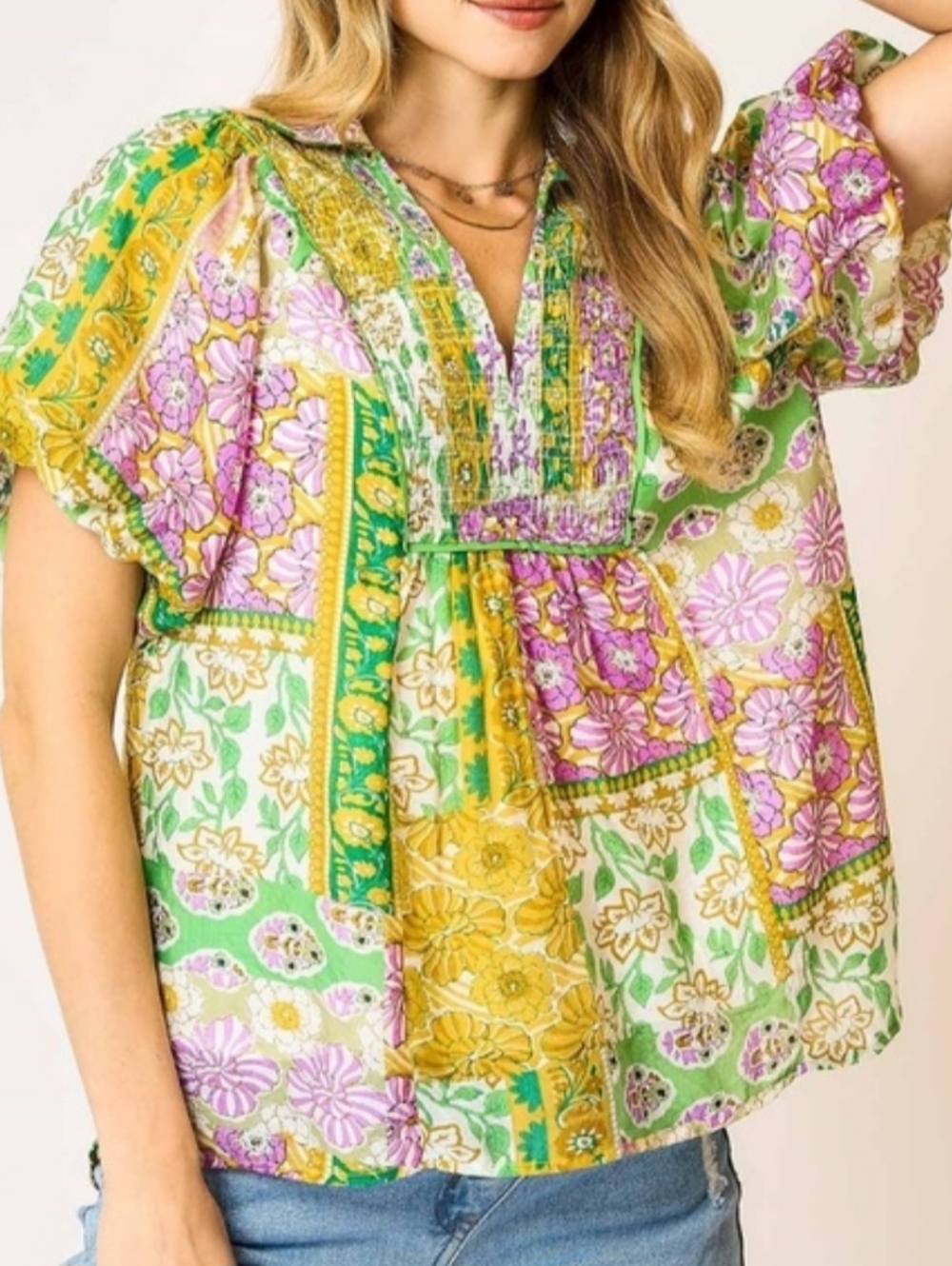 Umgee Boho-Chic Honey Mix Blouse